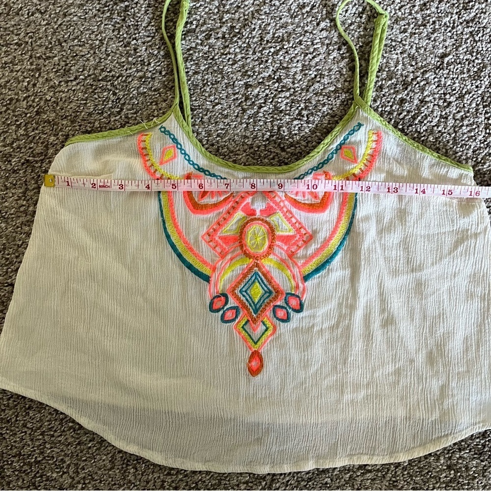 Small Flying Tomato White Aztec Pattern Boho Crop… - image 6